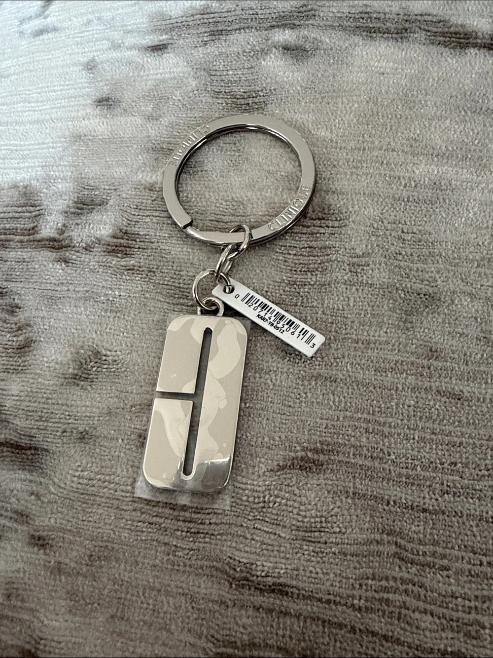 Clinique Silver Keyring with Rectangular Charm